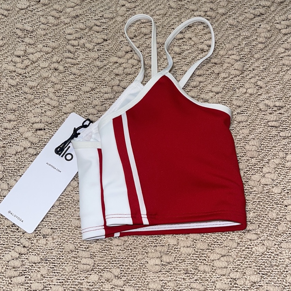 ALO Yoga Red and White Strappy Sports Bra - Picture 4 of 4